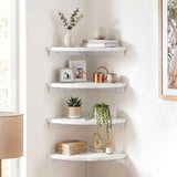 Darrahopens Furniture > Living Room > Bookcases & Shelves Artiss 4pc Corner Floating Wall Shelf Wall Mounted Display Rack Round Edge White
