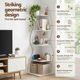 Darrahopens Furniture > Living Room > Bookcases & Shelves Artiss 5-Tier Bookshelf Corner Shelf S-shaped Storage Rack White