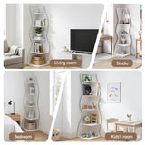 Darrahopens Furniture > Living Room > Bookcases & Shelves Artiss 5-Tier Bookshelf Corner Shelf S-shaped Storage Rack White