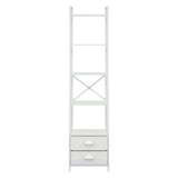 Darrahopens Furniture > Living Room > Bookcases & Shelves Artiss 5 Tier Bookshelf Ladder Bookcase with Fabric Drawers Display Rack White