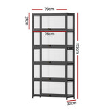 Darrahopens Furniture > Living Room > Bookcases & Shelves Artiss 5-Tier Display Cabinet Storage Bookshelf Clear Shelf Black