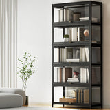 Darrahopens Furniture > Living Room > Bookcases & Shelves Artiss 5-Tier Display Cabinet Storage Bookshelf Clear Shelf Black