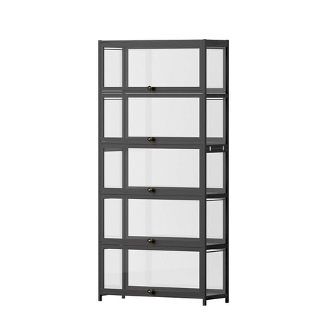 Darrahopens Furniture > Living Room > Bookcases & Shelves Artiss 5-Tier Display Cabinet Storage Bookshelf Clear Shelf Black