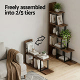 Darrahopens Furniture > Living Room > Bookcases & Shelves Artiss 5 Tiers Bookshelf Ladder Corner Shelf Bookcase Walnut