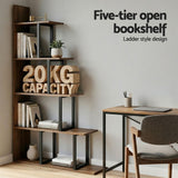 Darrahopens Furniture > Living Room > Bookcases & Shelves Artiss 5 Tiers Bookshelf Ladder Corner Shelf Bookcase Walnut