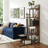 Darrahopens Furniture > Living Room > Bookcases & Shelves Artiss 5 Tiers Bookshelf Ladder Corner Shelf Bookcase Walnut
