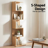 Darrahopens Furniture > Living Room > Bookcases & Shelves Artiss 5 Tiers Bookshelf S-shaped Bookcase Oak