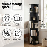 Darrahopens Furniture > Living Room > Bookcases & Shelves Artiss 5 Tiers Bookshelf Swivel Bookcase Display Shelves Stand Round Black