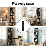 Darrahopens Furniture > Living Room > Bookcases & Shelves Artiss 5 Tiers Bookshelf Swivel Bookcase Display Shelves Stand Round Black