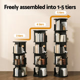Darrahopens Furniture > Living Room > Bookcases & Shelves Artiss 5 Tiers Bookshelf Swivel Bookcase Display Shelves Stand Round Black