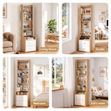 Darrahopens Furniture > Living Room > Bookcases & Shelves Artiss 6 Tiers Bookshelf with 2 Drawer Storage Shelf Pine In Australia - Darrahopens