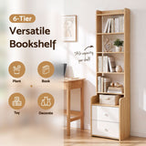 Darrahopens Furniture > Living Room > Bookcases & Shelves Artiss 6 Tiers Bookshelf with 2 Drawer Storage Shelf Pine In Australia - Darrahopens