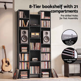 Artiss Bookshelf Display Shelves CD DVD Storage Rack Tall Bookcase Black In Australia - Darrahopens