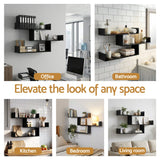 Darrahopens Furniture > Living Room > Bookcases & Shelves Artiss Floating Wall Shelf 3 Tier Black