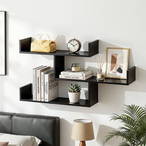 Darrahopens Furniture > Living Room > Bookcases & Shelves Artiss Floating Wall Shelf 3 Tier Black