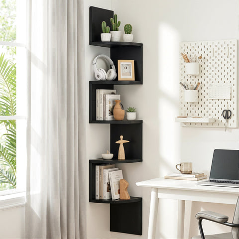 Darrahopens Furniture > Living Room > Bookcases & Shelves Artiss Wall Shelf Bookshelf Corner Floating 5-Tier Black