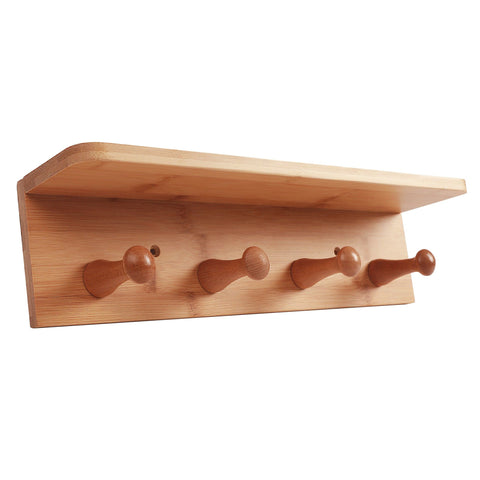 Darrahopens Furniture > Living Room > Bookcases & Shelves Bamboo Wall Hooks and Shelf