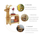 Darrahopens Furniture > Living Room > Bookcases & Shelves Blue Small Creative Reindeer-Shaped Solid Wood Bookshelf for Kids