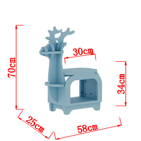 Darrahopens Furniture > Living Room > Bookcases & Shelves Blue Small Creative Reindeer-Shaped Solid Wood Bookshelf for Kids