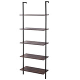 Darrahopens Furniture > Living Room > Bookcases & Shelves Ladder Shelf, 5-Tier Bookshelf 24x11.8in, Open Wall-Mounted Ladder Shelf with Metal Frame,Storage Rack Sundries Holder for Kitchen Bedroom Bathroom Living Room, Black