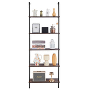 Darrahopens Furniture > Living Room > Bookcases & Shelves Ladder Shelf, 5-Tier Bookshelf 24x11.8in, Open Wall-Mounted Ladder Shelf with Metal Frame,Storage Rack Sundries Holder for Kitchen Bedroom Bathroom Living Room, Black