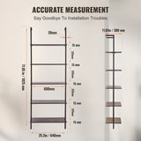 Darrahopens Furniture > Living Room > Bookcases & Shelves Ladder Shelf, 5-Tier Bookshelf 24x11.8in, Open Wall-Mounted Ladder Shelf with Metal Frame,Storage Rack Sundries Holder for Kitchen Bedroom Bathroom Living Room, Black