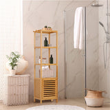 Darrahopens Furniture > Living Room > Bookcases & Shelves Large Bathroom Floor Cabinet Bamboo Storage Cupboard Living Room w/ Hook & Shelf