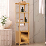 Darrahopens Furniture > Living Room > Bookcases & Shelves Large Bathroom Floor Cabinet Bamboo Storage Cupboard Living Room w/ Hook & Shelf
