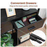 Darrahopens Furniture > Living Room > Bookcases & Shelves Metal Bookcase With Drawers, Dark Walnut & Black, 90x30x180cm, 6 Shelves In Australia - Darrahopens