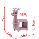 Darrahopens Furniture > Living Room > Bookcases & Shelves Pink Small Creative Reindeer-Shaped Solid Wood Bookshelf for Kids