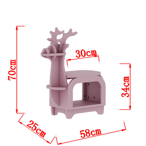 Darrahopens Furniture > Living Room > Bookcases & Shelves Pink Small Creative Reindeer-Shaped Solid Wood Bookshelf for Kids