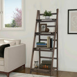 Darrahopens Furniture > Living Room > Bookcases & Shelves Retro 4 Tier Wooden Ladder Bookcase Folding Book Shelf Plant Stand Storage Rack