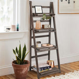 Darrahopens Furniture > Living Room > Bookcases & Shelves Retro 4 Tier Wooden Ladder Bookcase Folding Book Shelf Plant Stand Storage Rack