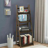 Darrahopens Furniture > Living Room > Bookcases & Shelves Retro 4 Tier Wooden Ladder Bookcase Folding Book Shelf Plant Stand Storage Rack