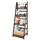 Darrahopens Furniture > Living Room > Bookcases & Shelves Retro 4 Tier Wooden Ladder Bookcase Folding Book Shelf Plant Stand Storage Rack