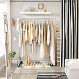 Darrahopens Furniture > Living Room Clothes Rack Wheels Chrome Extendable, 136 kg load