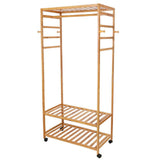 Darrahopens Furniture > Living Room > Coat Racks 169cm Mildrew-proof Bamboo Clothes Shelves Stand On Wheels Coat Shoes Bags Rack