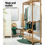 Darrahopens Furniture > Living Room > Coat Racks 169cm Mildrew-proof Bamboo Clothes Shelves Stand On Wheels Coat Shoes Bags Rack