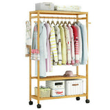 Darrahopens Furniture > Living Room > Coat Racks 169cm Mildrew-proof Bamboo Clothes Shelves Stand On Wheels Coat Shoes Bags Rack