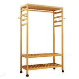 Darrahopens Furniture > Living Room > Coat Racks 169cm Mildrew-proof Bamboo Clothes Shelves Stand On Wheels Coat Shoes Bags Rack