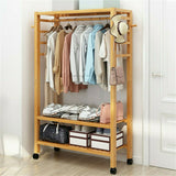 Darrahopens Furniture > Living Room > Coat Racks 169cm Mildrew-proof Bamboo Clothes Shelves Stand On Wheels Coat Shoes Bags Rack