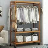 Darrahopens Furniture > Living Room > Coat Racks 169cm Mildrew-proof Bamboo Clothes Shelves Stand On Wheels Coat Shoes Bags Rack