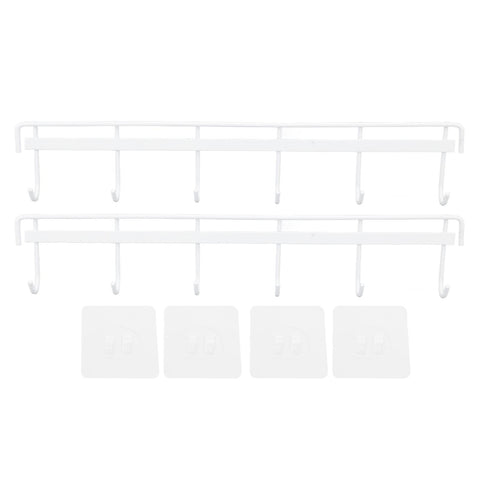 Darrahopens Furniture > Living Room > Coat Racks 2pcs Wall Mounted Coat Rack Stainless Steel Wall Hanging Coat Hook Rail with 6 Hooks for Clothes Towel Hat 6 Hooks 2 White In Australia - Darrahopens