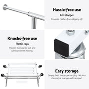 Darrahopens Furniture > Living Room > Coat Racks Artiss 2X Clothes Rack Double Rod Airer Rail Coat Stand Adjustable Hanger In Australia - Darrahopens