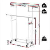 Darrahopens Furniture > Living Room > Coat Racks Artiss 2X Clothes Rack Double Rod Airer Rail Coat Stand Adjustable Hanger In Australia - Darrahopens