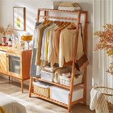 Darrahopens Furniture > Living Room > Coat Racks Bamboo Clothes Hanging Garment Rack Portable Laundry Rack Closet Storage Shelves