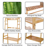 Darrahopens Furniture > Living Room > Coat Racks Bamboo Clothes Hanging Garment Rack Portable Laundry Rack Closet Storage Shelves