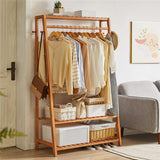 Darrahopens Furniture > Living Room > Coat Racks Bamboo Clothes Hanging Garment Rack Portable Laundry Rack Closet Storage Shelves