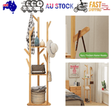 Darrahopens Furniture > Living Room > Coat Racks Clothes Garment Coat Rack Stand Bamboo Hanger Bag Hat Hook Holder Tree Shelf AU