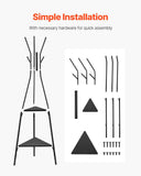Darrahopens Furniture > Living Room > Coat Racks Coat Rack, Freestanding Coats Rack Stand with 2 Shelves & 6 Hooks, Free Standing Hall Coat Tree